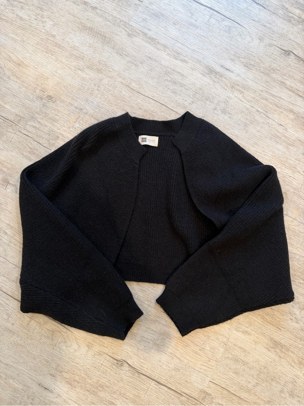 Cropped Black Women's Open Cardigan Sweater